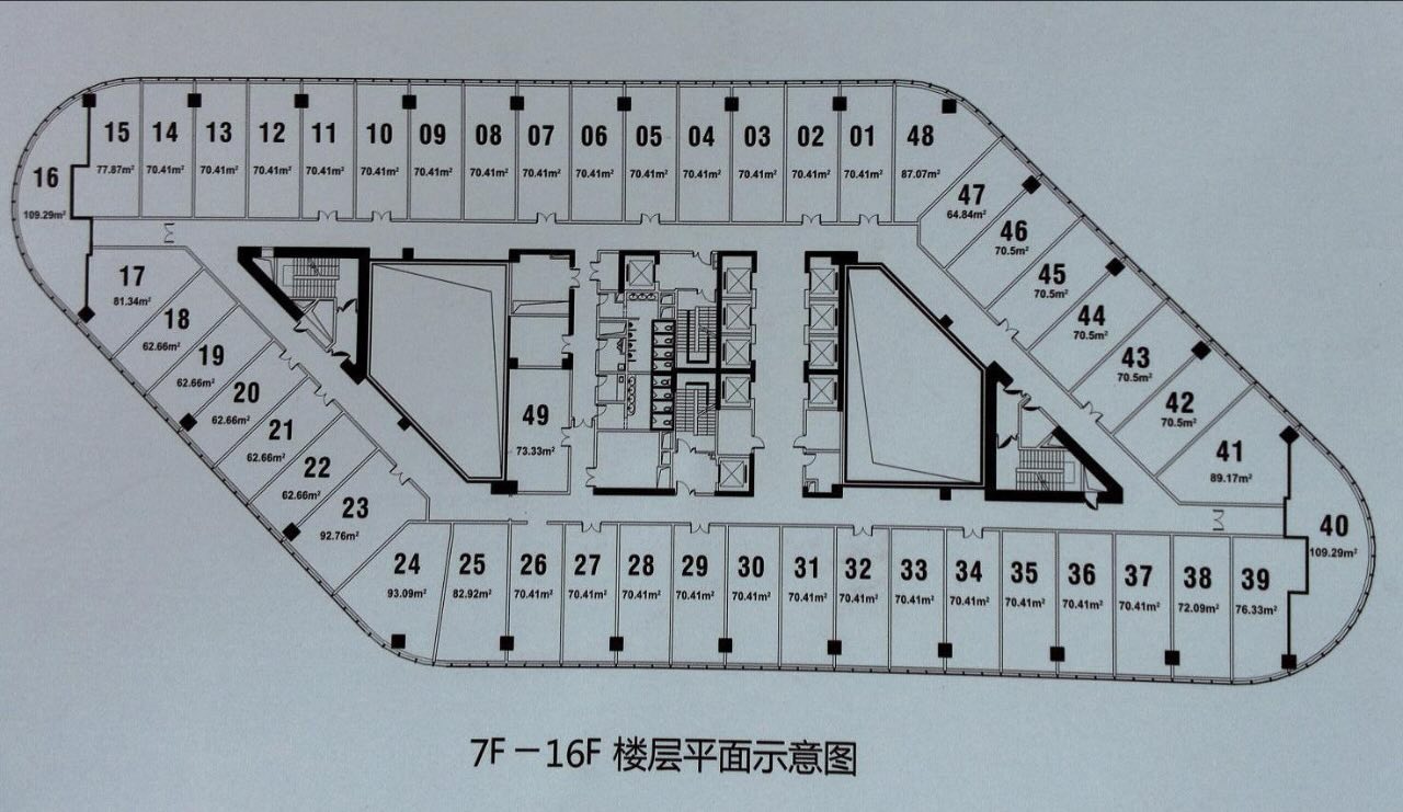 近铁城市广场最小面积的办公室是多大?